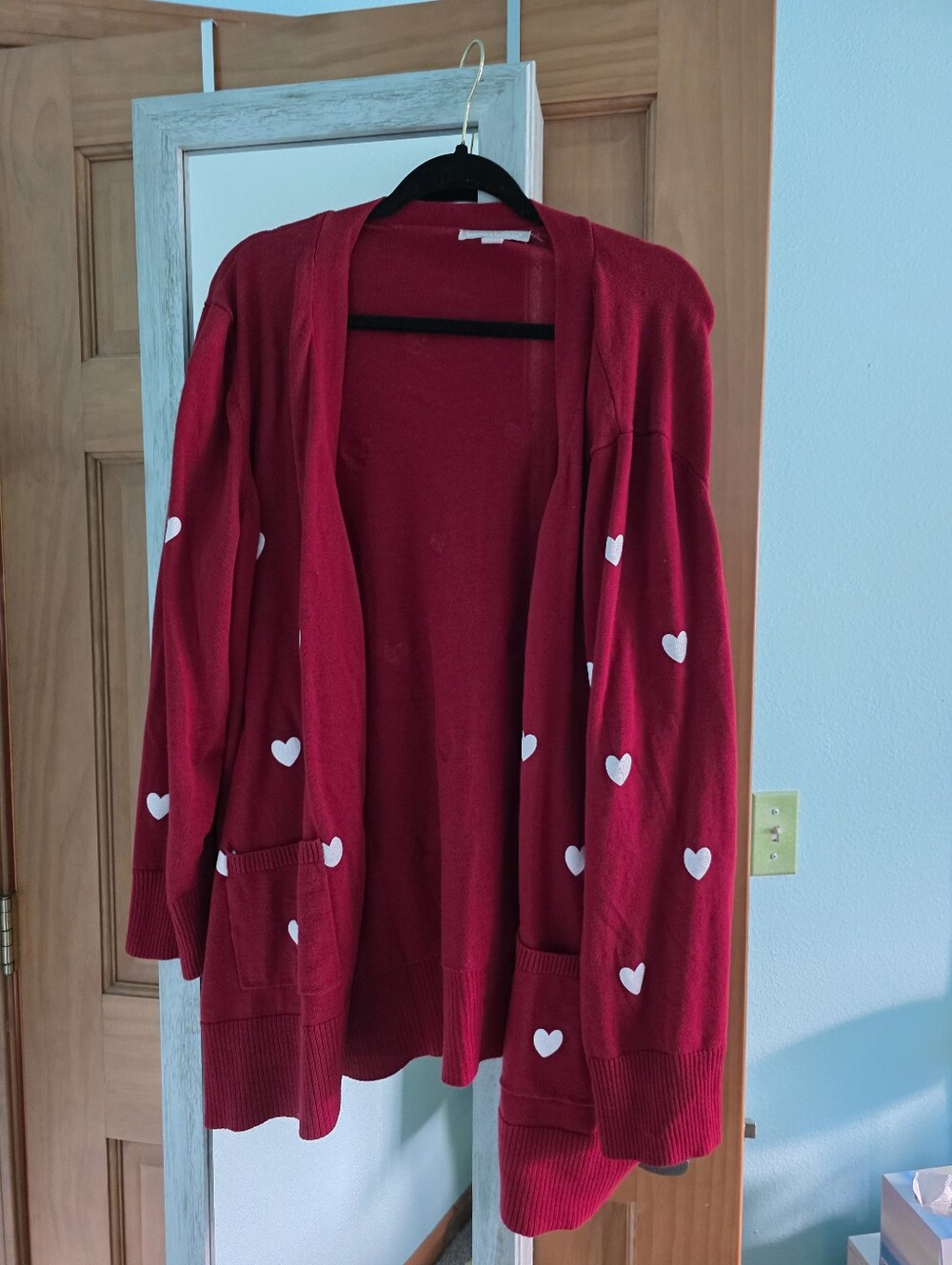 Woman Within Heart-Print Open Cardigan Sweater